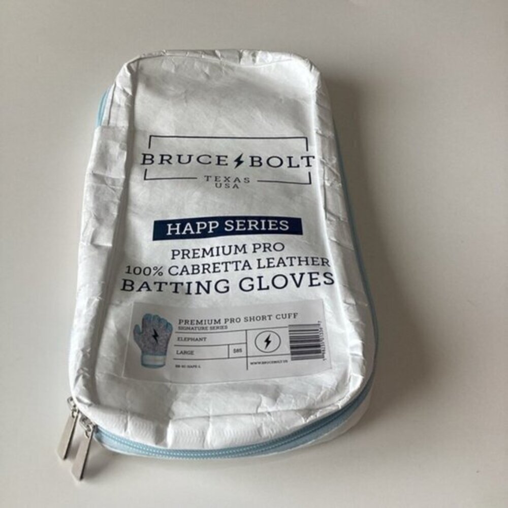 Bruce Bolt White Batting Glove case and stickers only, no gloves